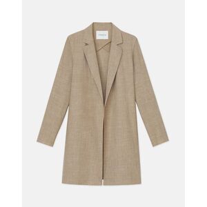 Lafayette 148 Linen Cotton Tan Open Front Lapel Oversized Blazer, size XL